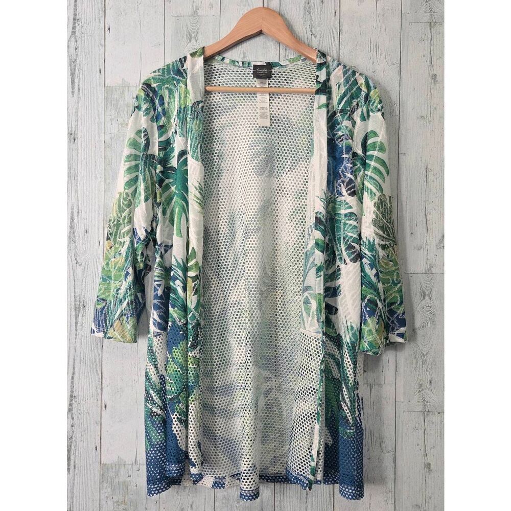 Chico's Travelers Collection Tropical Open Mesh Coverup Sz. 3 / XL